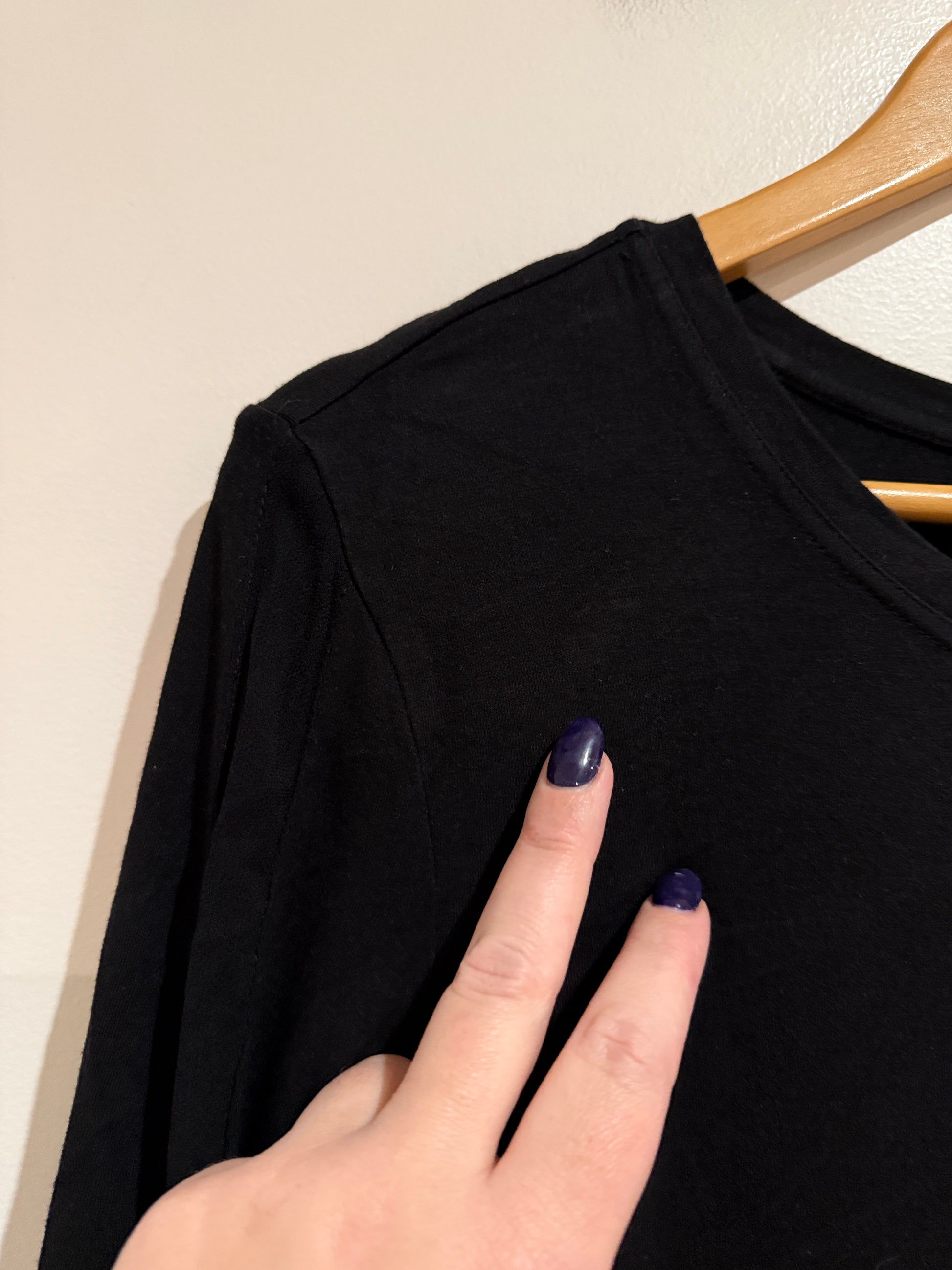 Black Sheer Hem Long Sleeve Top