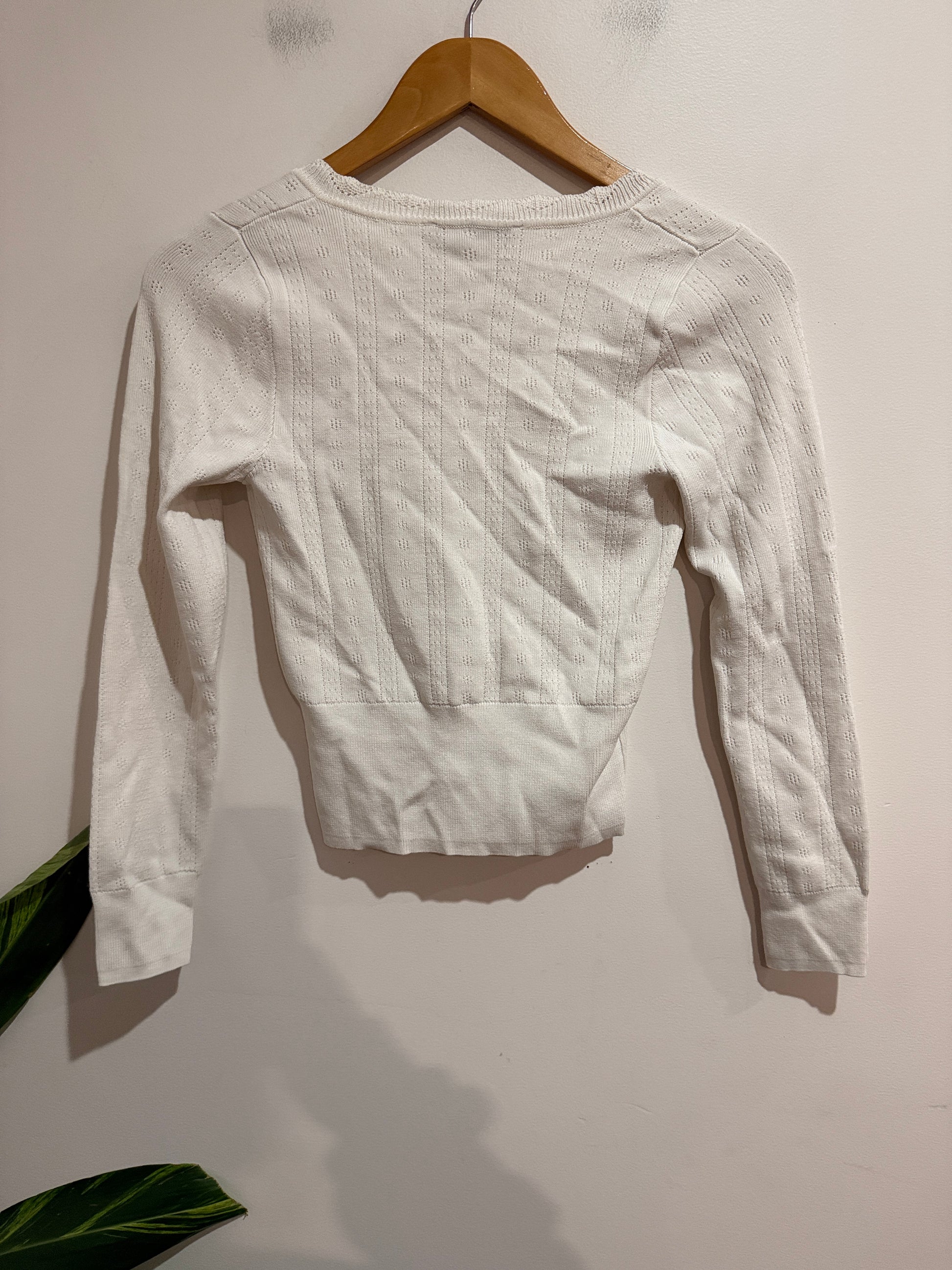 Zara Cream Knit Henley Crop Top | EUR S