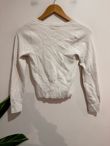 Zara Cream Knit Henley Crop Top | EUR S