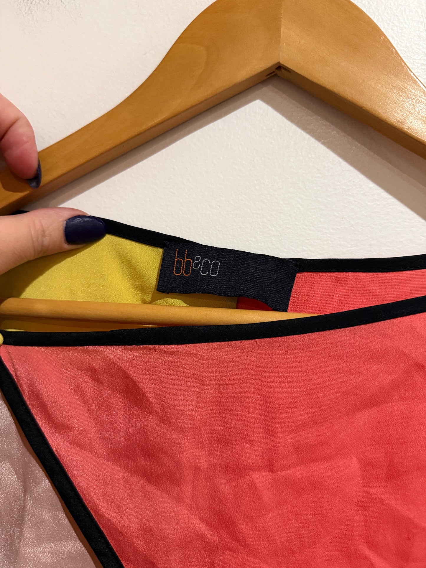 bb&co Silk Colour Block Batwing Mini Dress