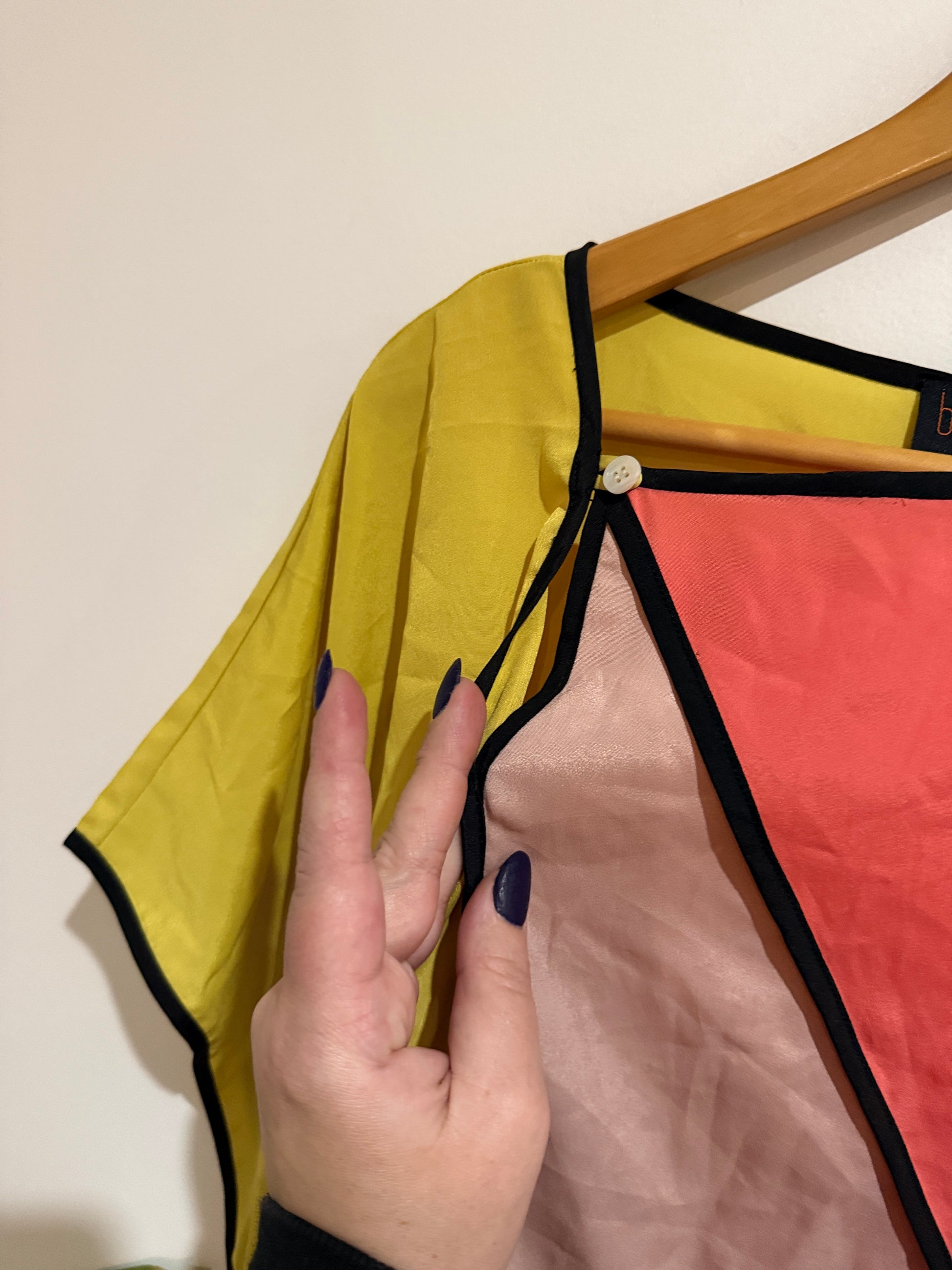 bb&co Silk Colour Block Batwing Mini Dress