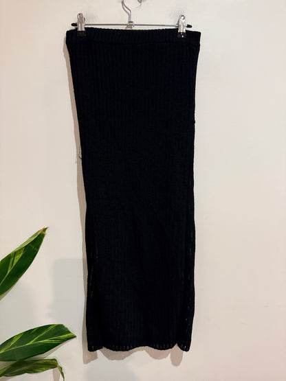 Unbranded Black Ribbed Knit Strapless Maxi Dress