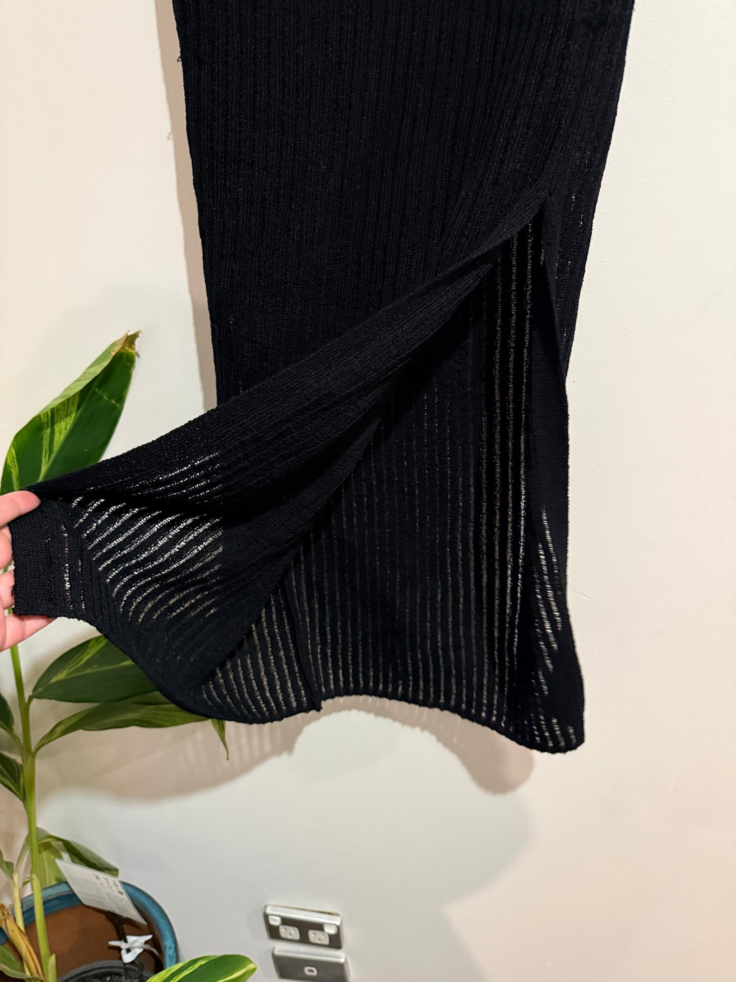 Unbranded Black Ribbed Knit Strapless Maxi Dress