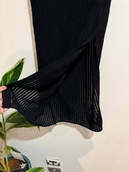 Unbranded Black Ribbed Knit Strapless Maxi Dress