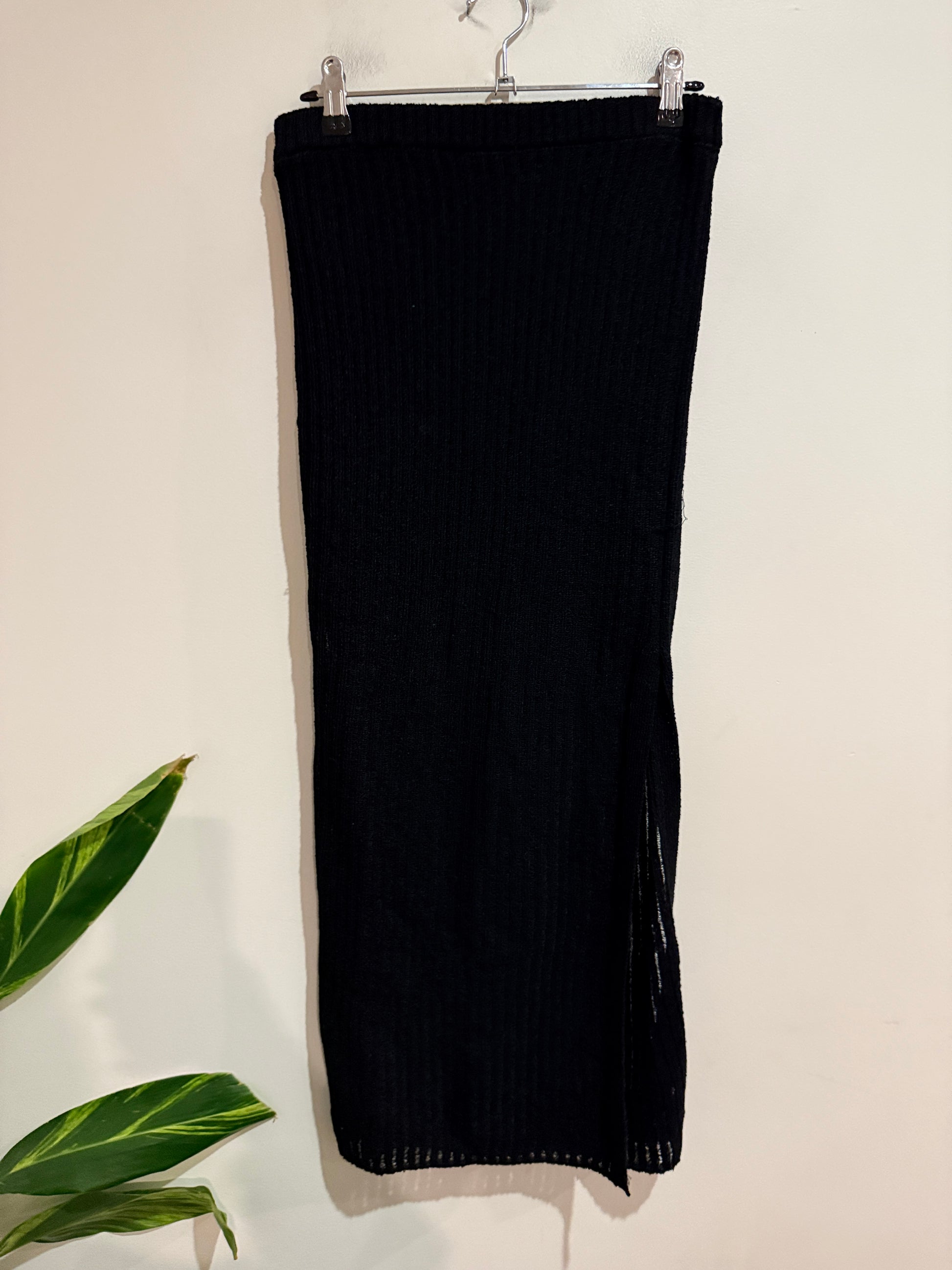 Unbranded Black Ribbed Knit Strapless Maxi Dress