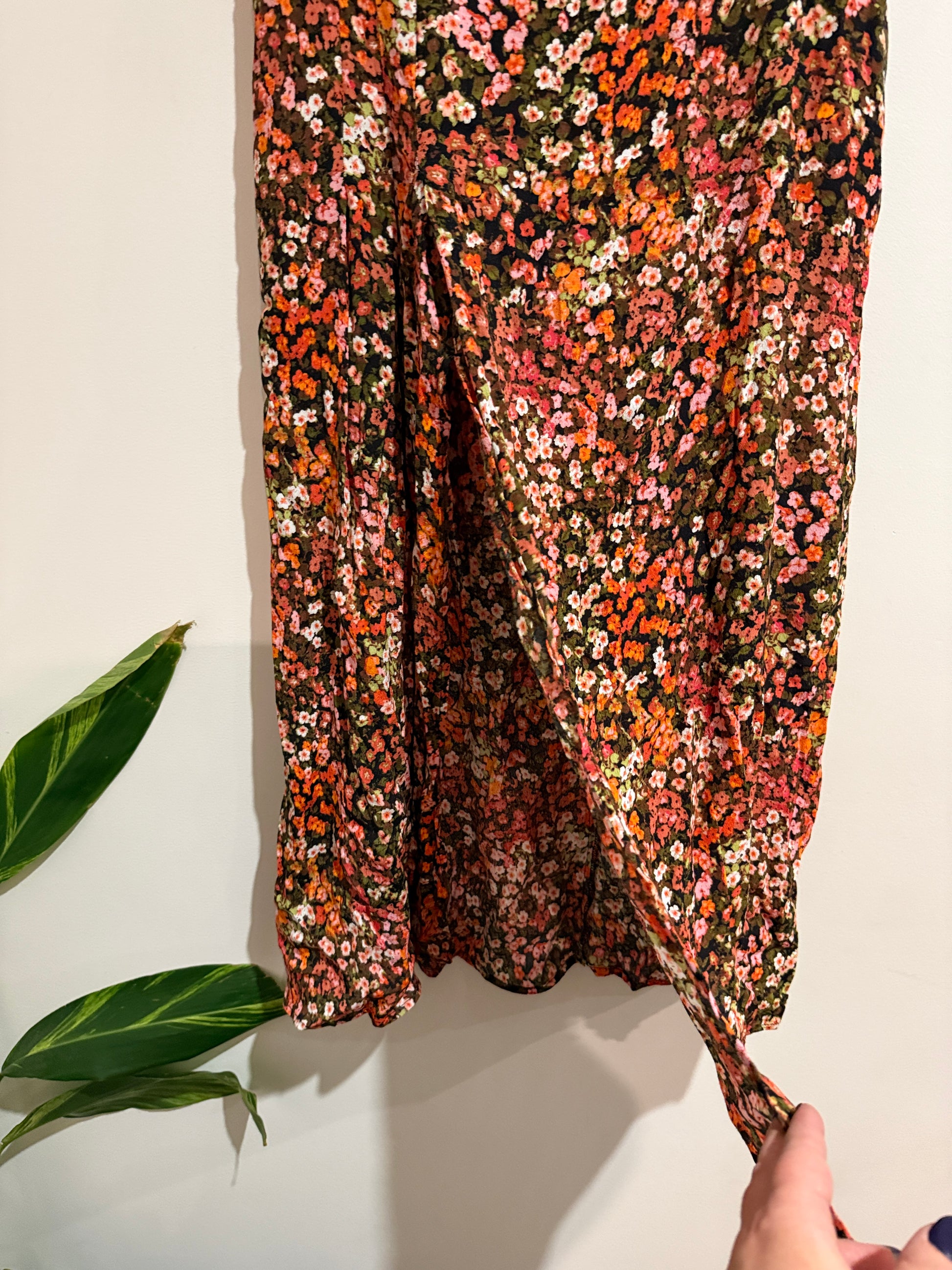 H&M Floral Print Wrap-Tie Maxi Skirt
