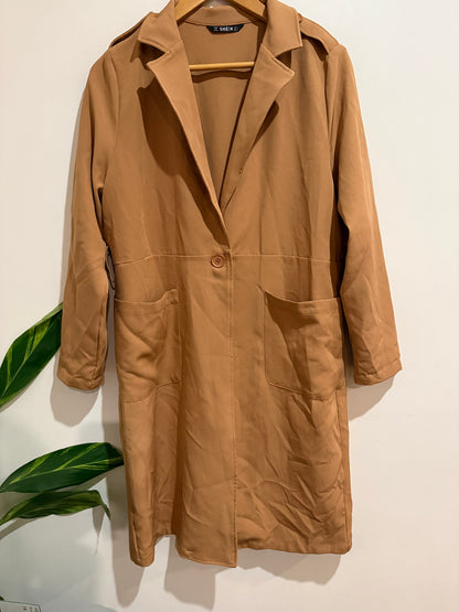 SHEIN Camel Longline Duster Coat - Size S
