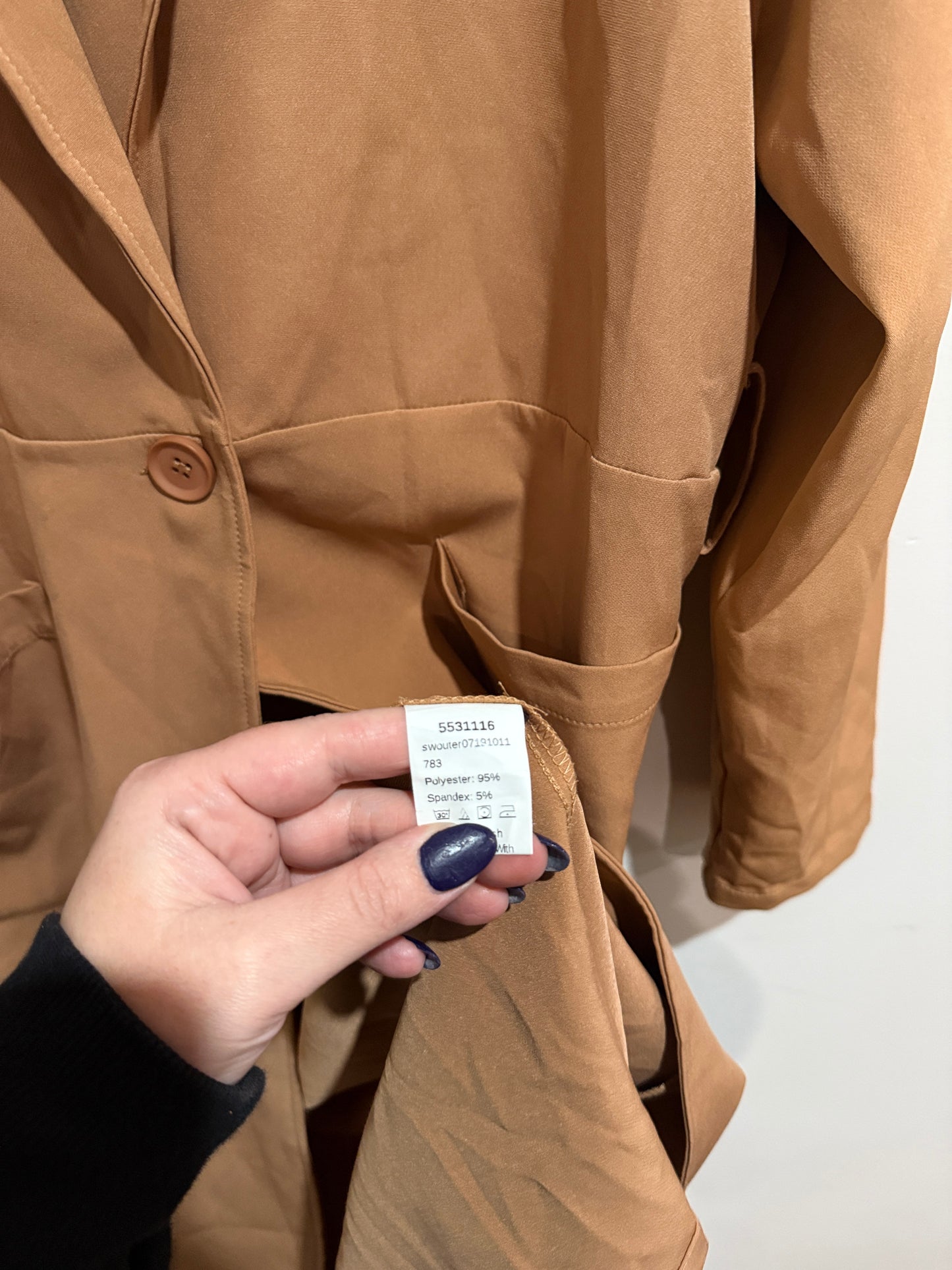 SHEIN Camel Longline Duster Coat - Size S