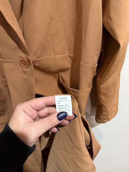 SHEIN Camel Longline Duster Coat - Size S