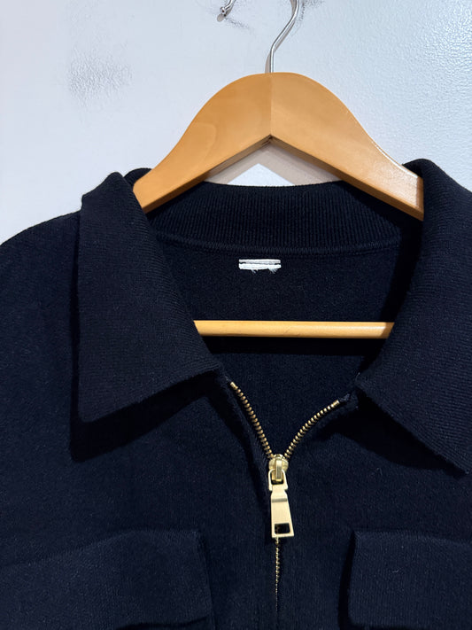 Unbranded Black Knit Collared Zip Jacket