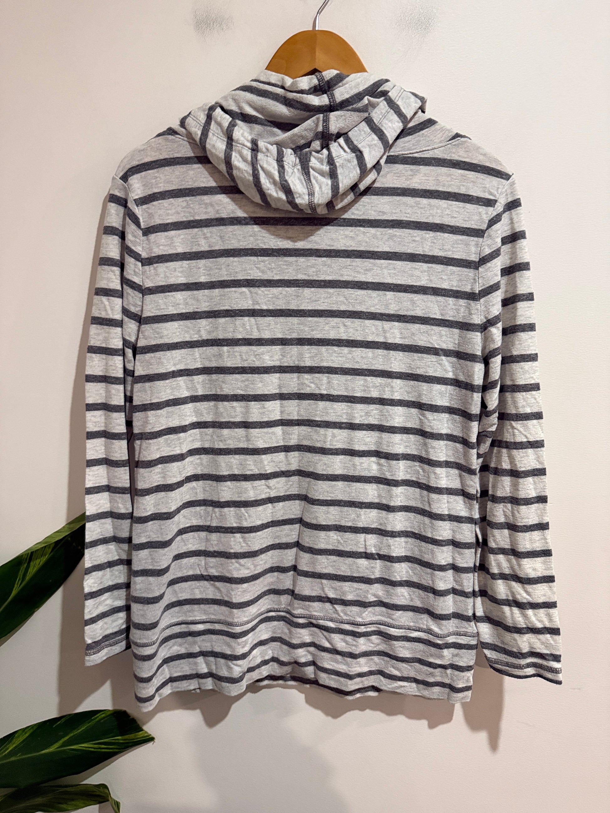 Clothing & Co Grey Striped Hooded Top - Size 14