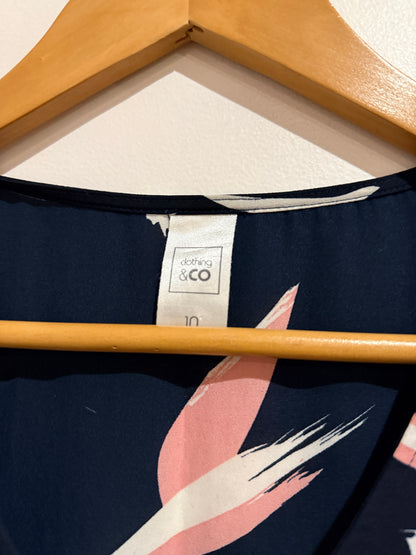 Clothing & Co Navy Print Sleeveless Top - Size 10