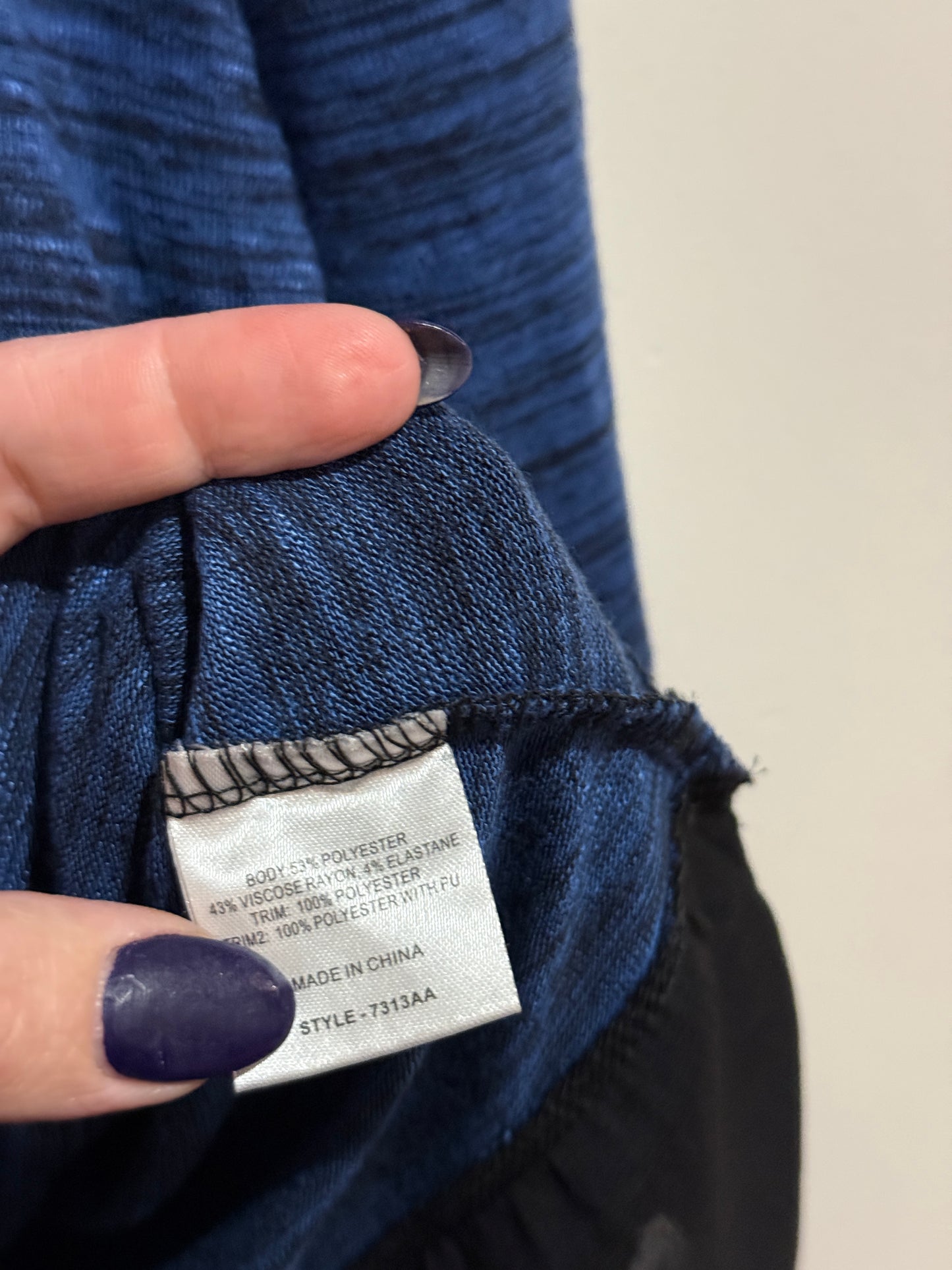 City Collection Blue Marle Top with Sheer Hem