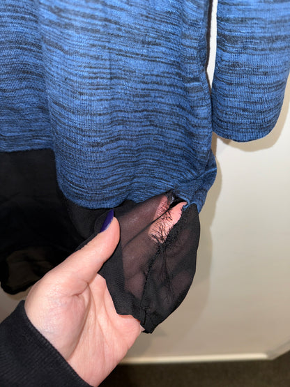 City Collection Blue Marle Top with Sheer Hem