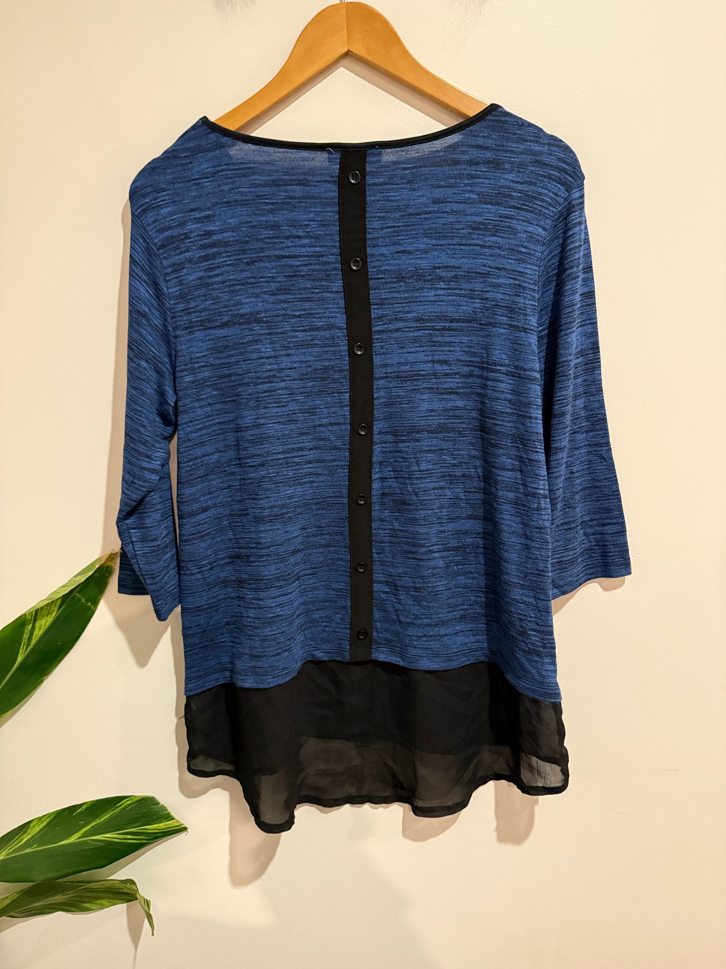 City Collection Blue Marle Top with Sheer Hem