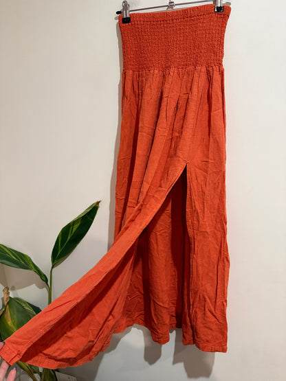 Glassons Orange Textured Strapless Maxi Skirt - Size 10