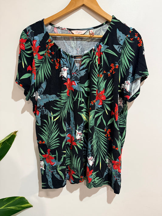 Millers Tropical Print V-Neck Top - Size 18