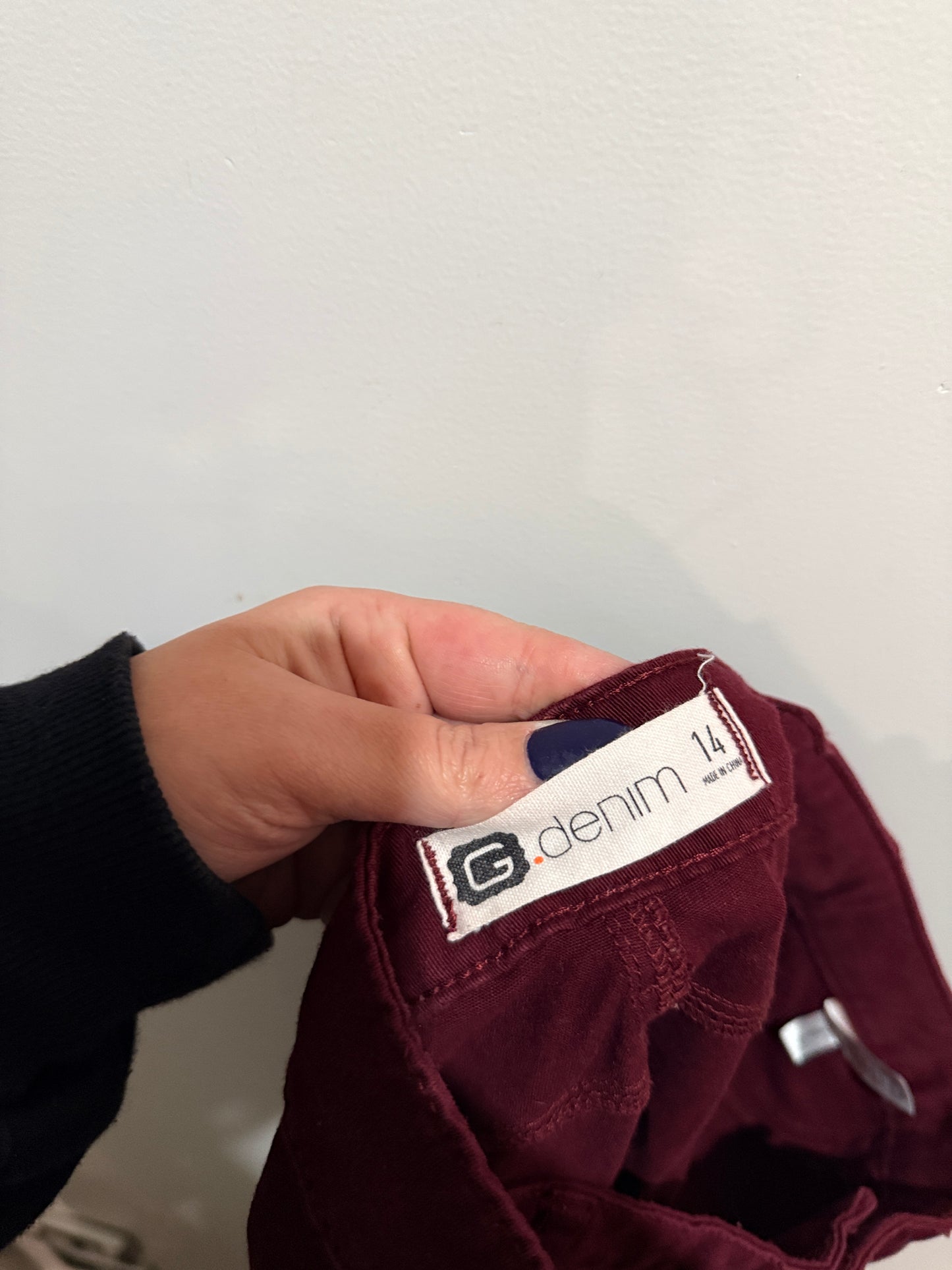 G.Denim Burgundy Skinny Jeans - Size 14
