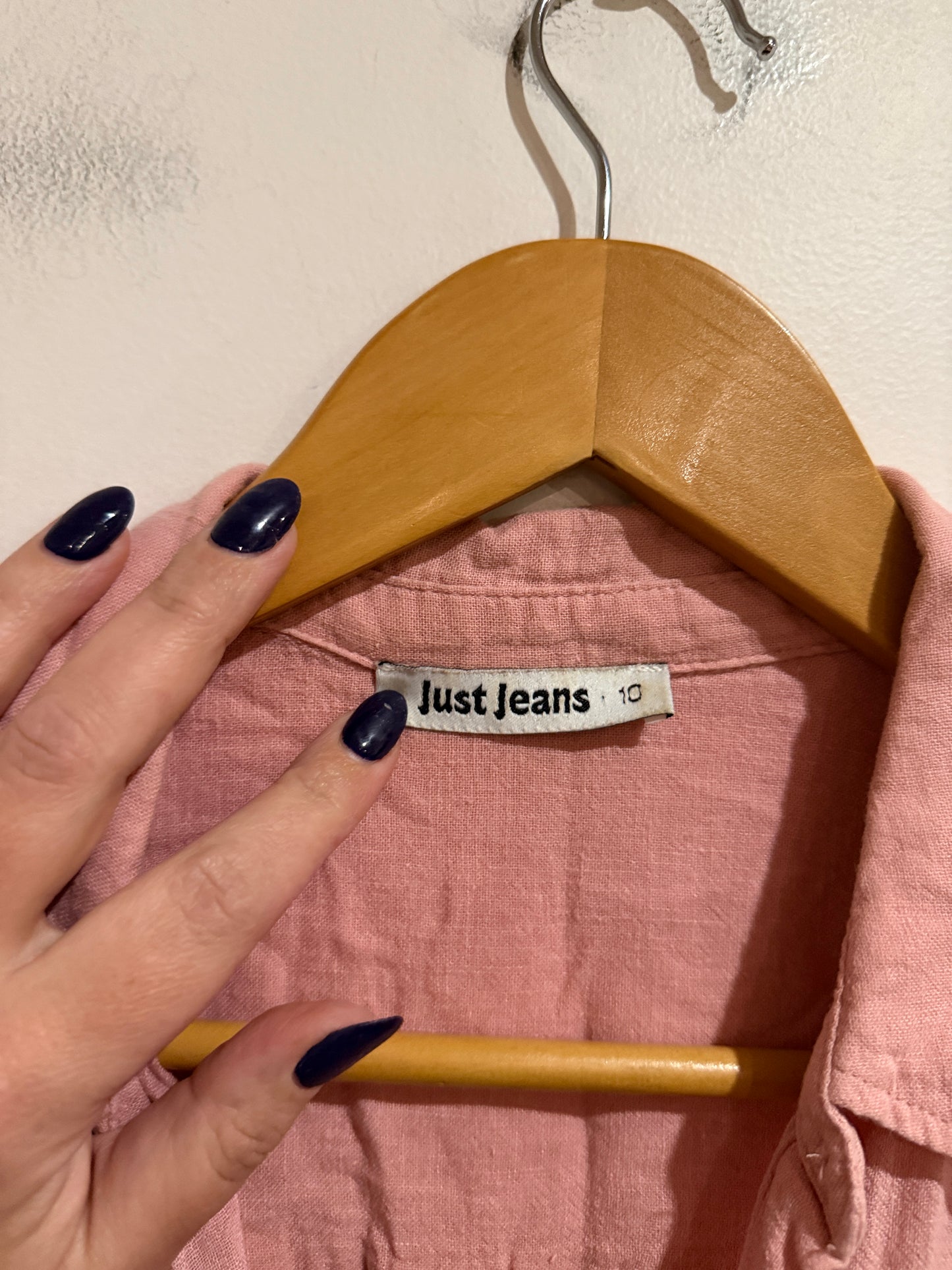 Just Jeans Pink Linen Blend Button Shirt - Size 10