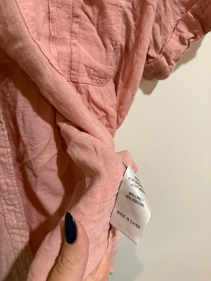 Just Jeans Pink Linen Blend Button Shirt - Size 10