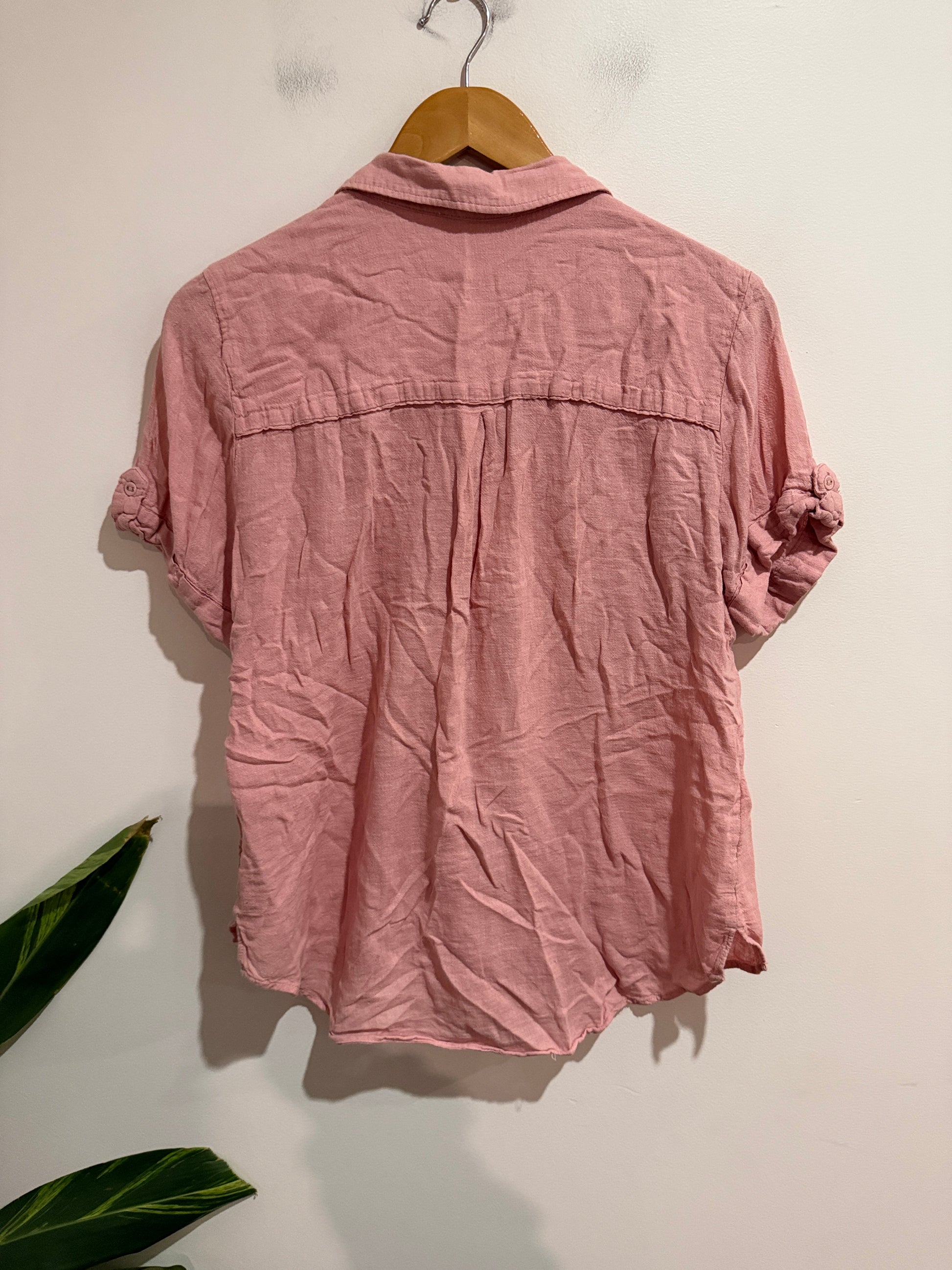 Just Jeans Pink Linen Blend Button Shirt - Size 10