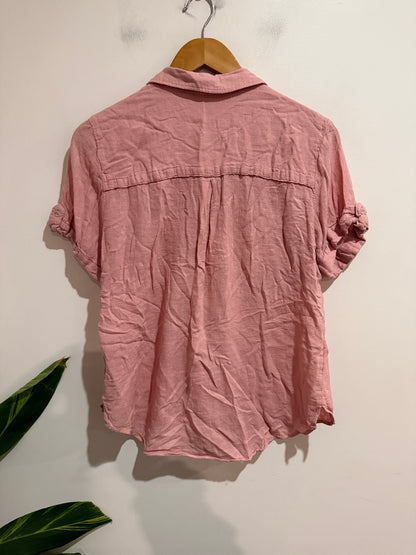 Just Jeans Pink Linen Blend Button Shirt - Size 10