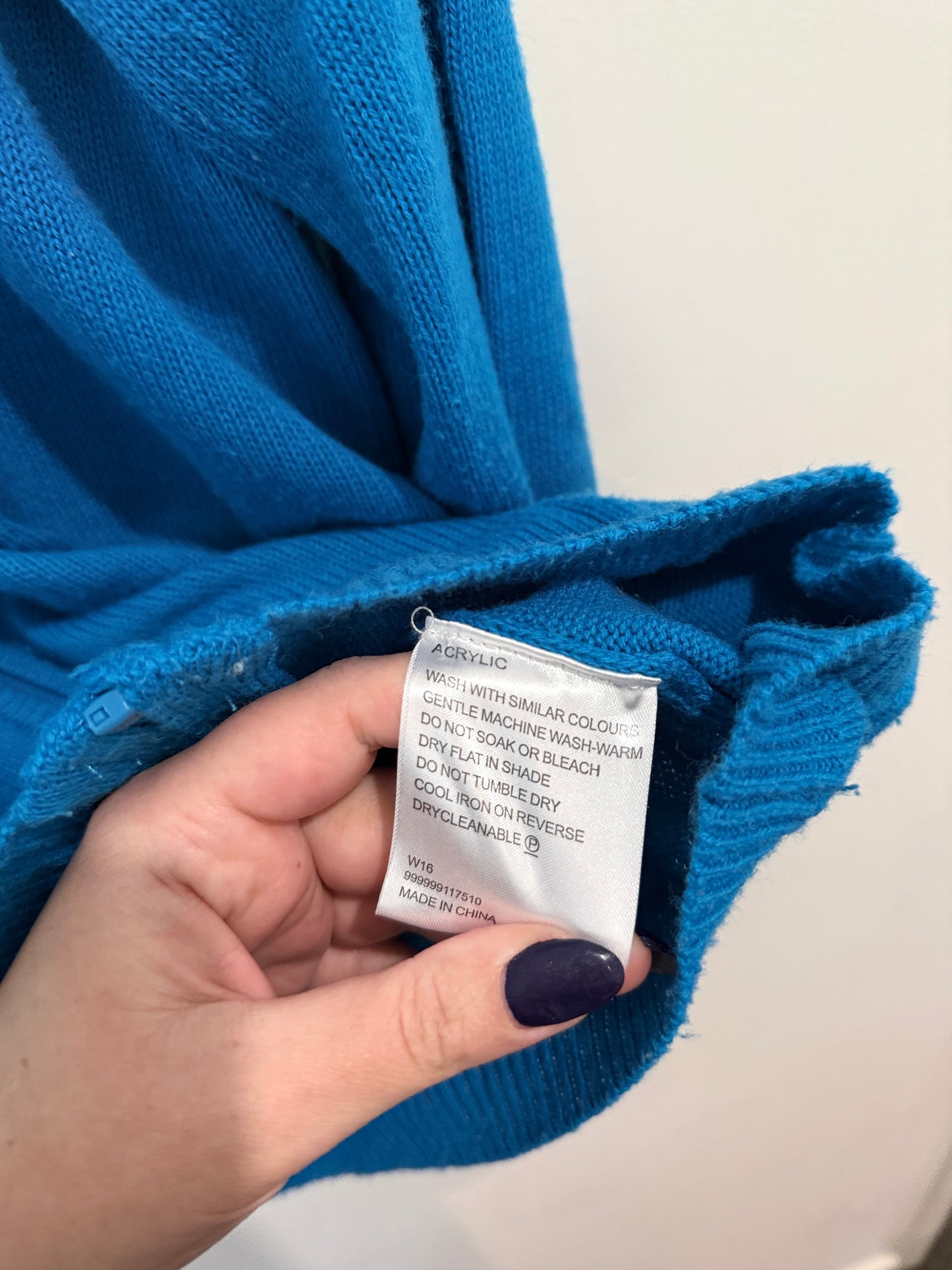 Unbranded Blue Knit Collared Zip Cardigan
