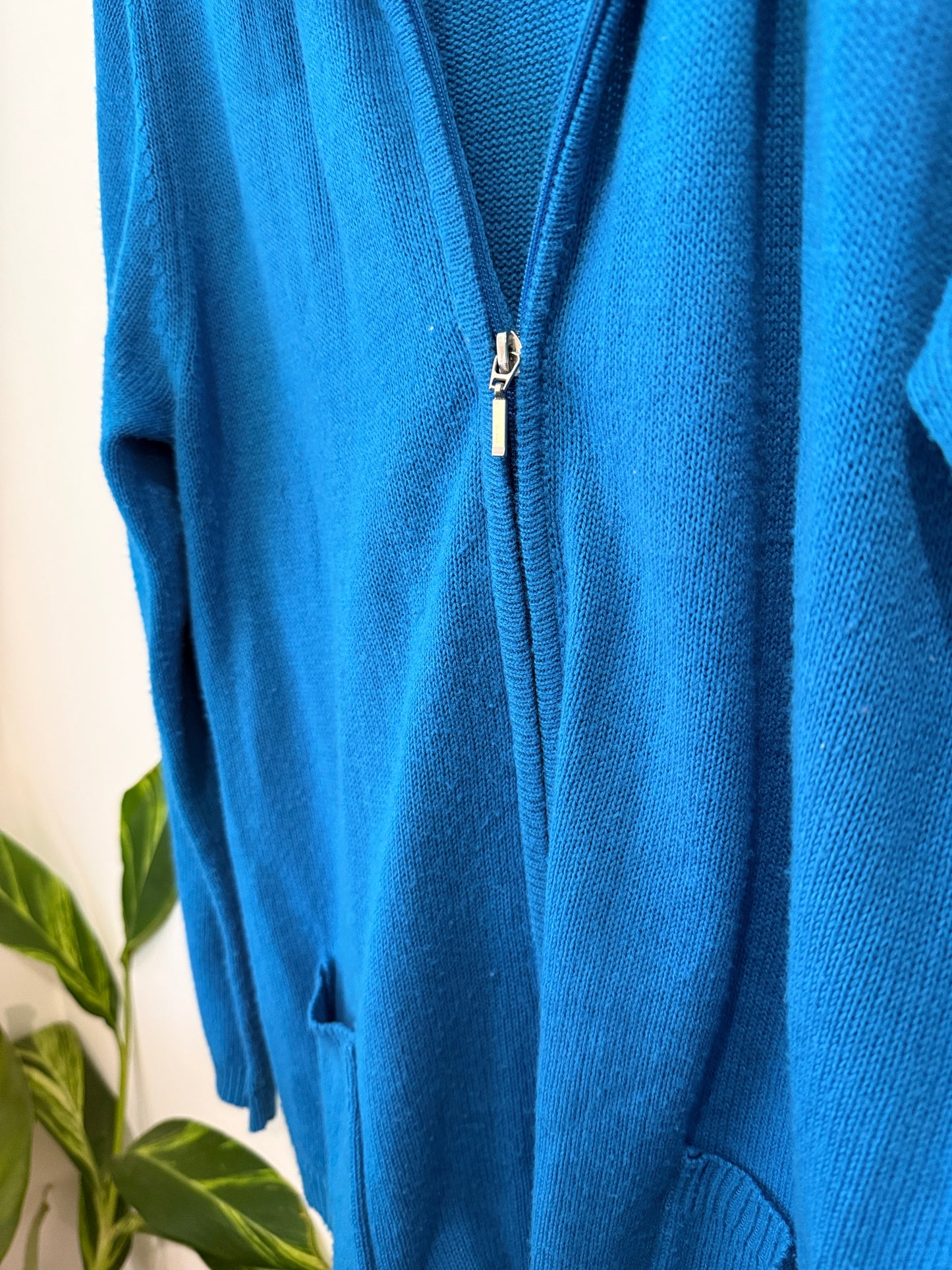 Unbranded Blue Knit Collared Zip Cardigan