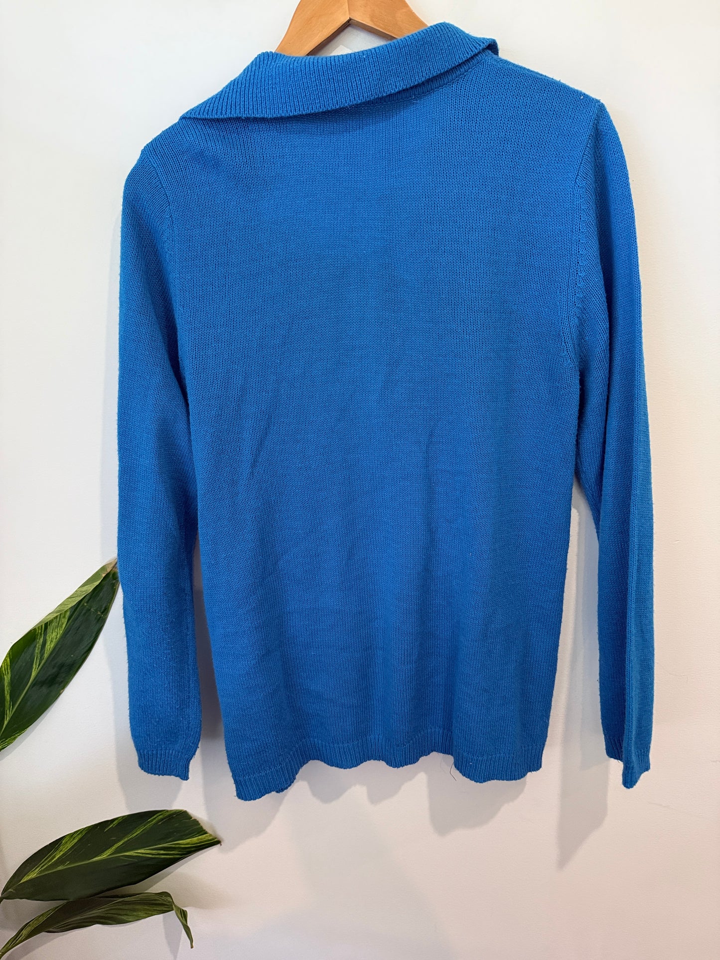 Unbranded Blue Knit Collared Zip Cardigan