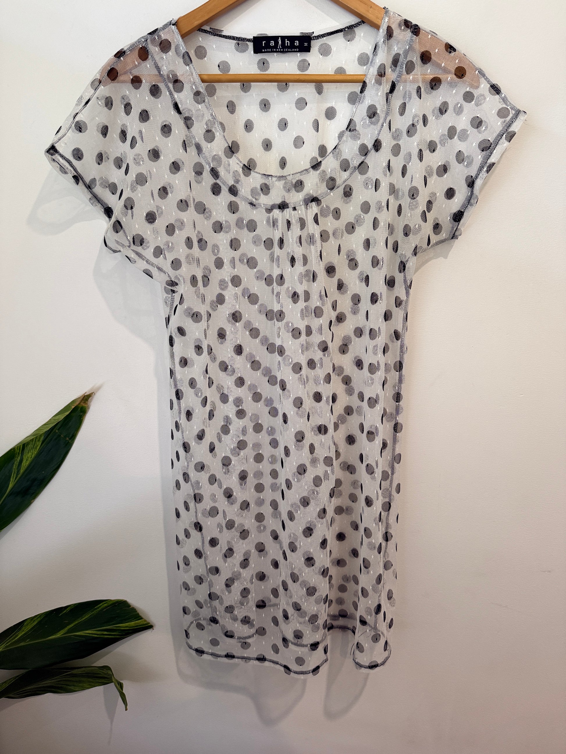 Raiha Sheer Polka Dot Mesh Dress