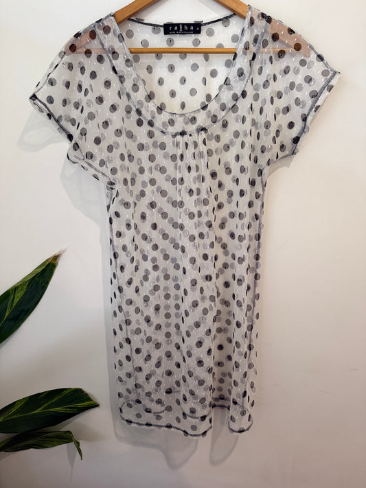 Raiha Sheer Polka Dot Mesh Dress