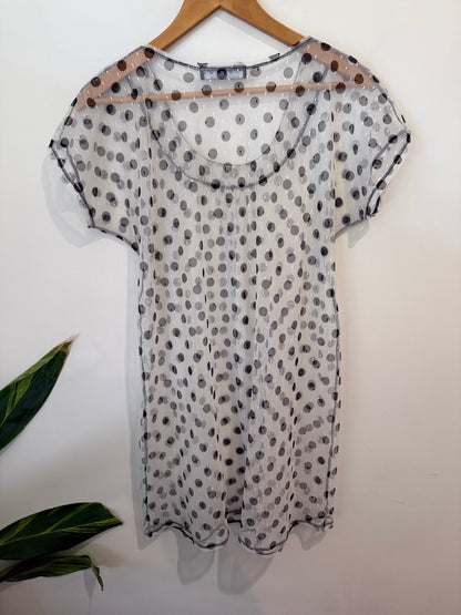 Raiha Sheer Polka Dot Mesh Dress