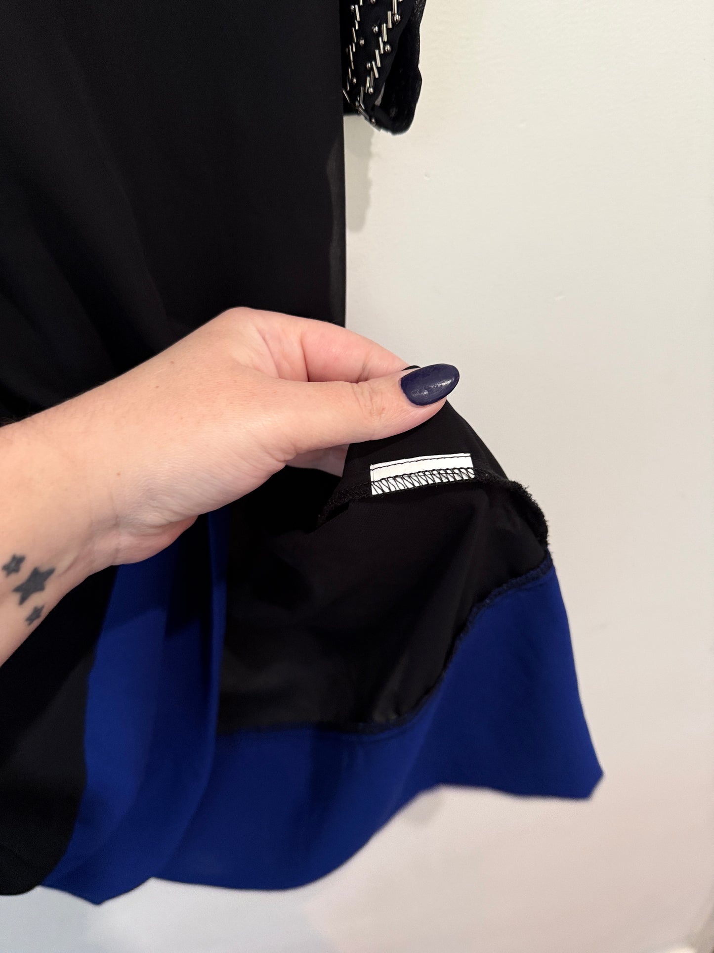 Clarity Black Sheer Top with Beaded Trim - Size 12