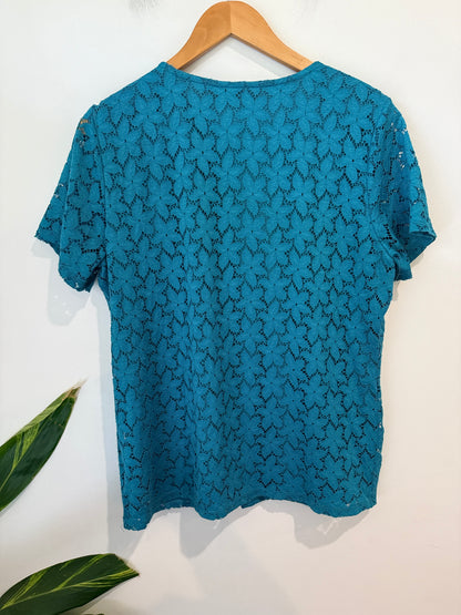Pick n Berry Teal Lace Overlay Top - Size L
