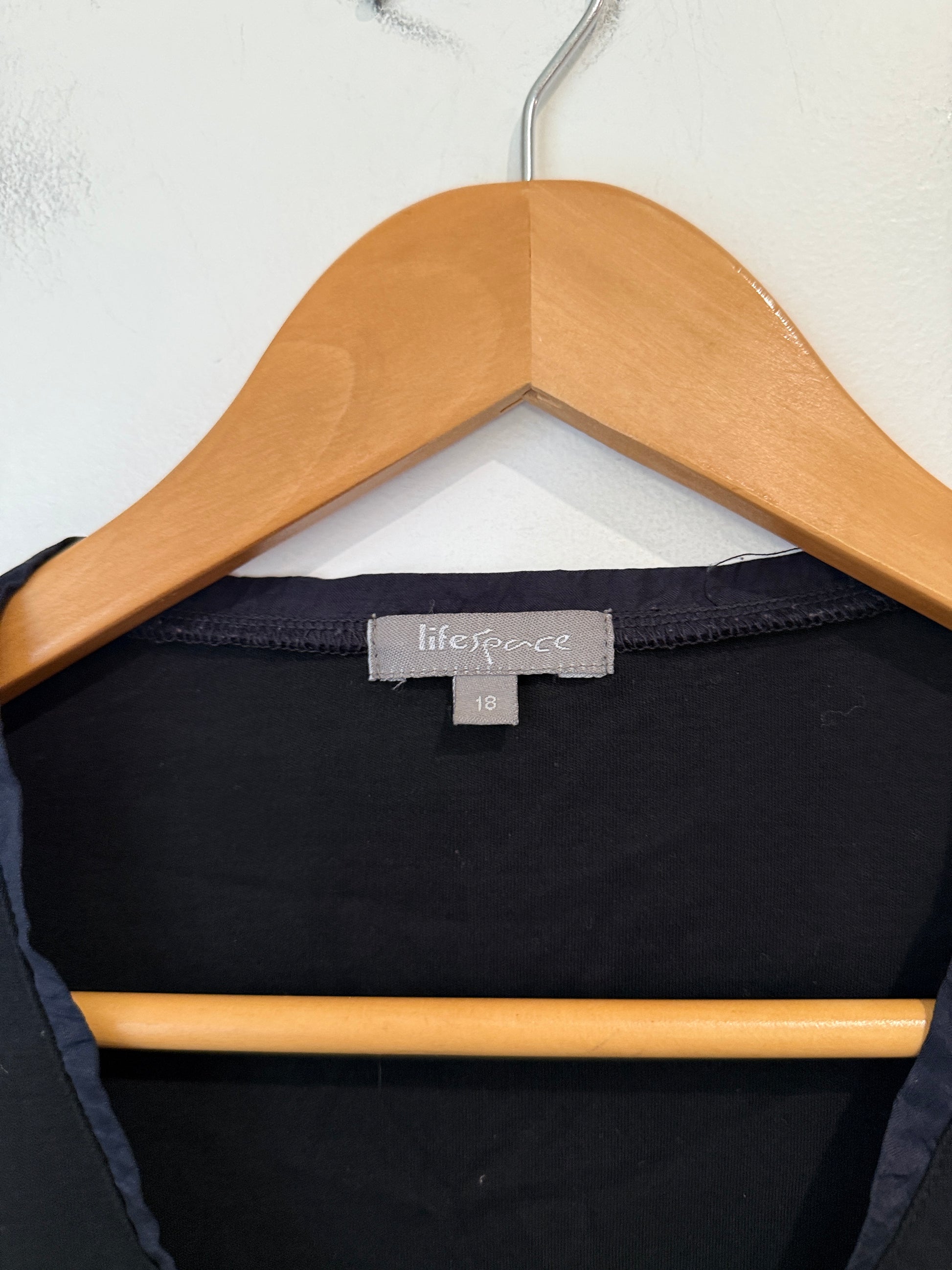 Life Force Black V-Neck Top with Applique Detail - Size 10