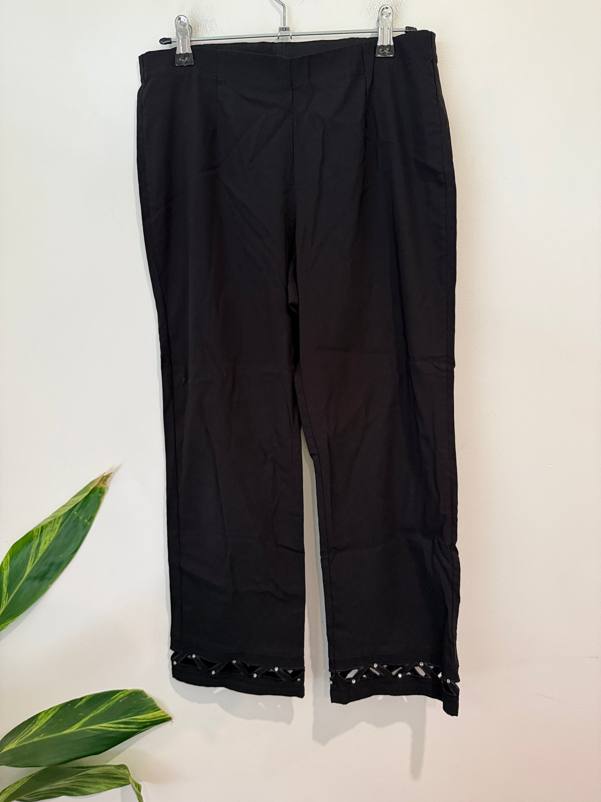 Unbranded Black Cropped Pants with Beaded Hem