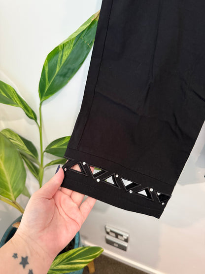 Unbranded Black Cropped Pants with Beaded Hem