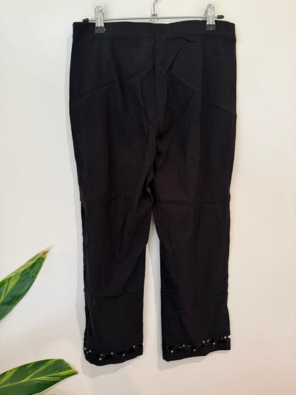 Unbranded Black Cropped Pants with Beaded Hem