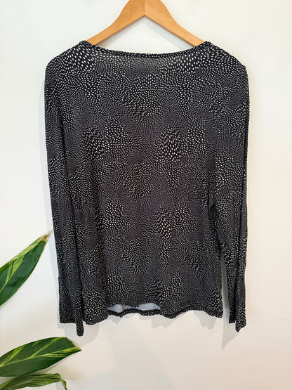 Unbranded Black Speckled Print V-Neck Top
