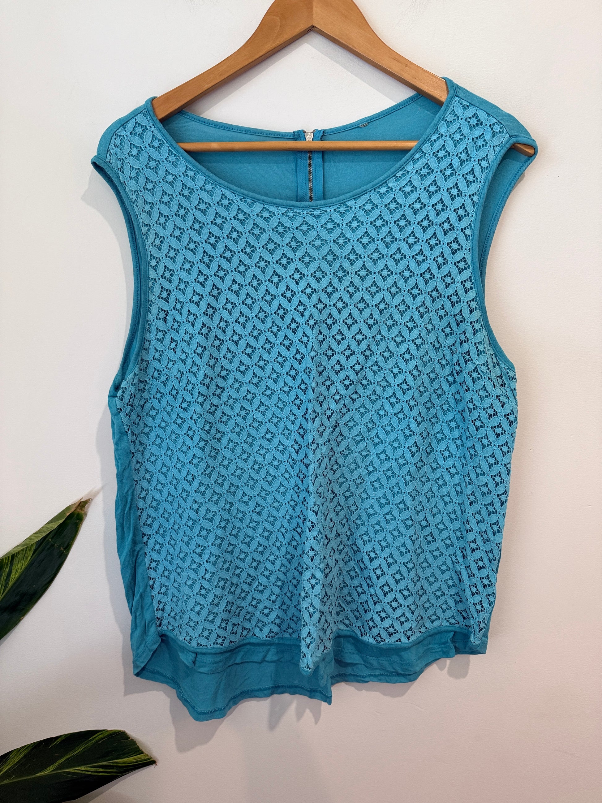 Unbranded Turquoise Crochet Overlay Top