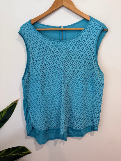 Unbranded Turquoise Crochet Overlay Top