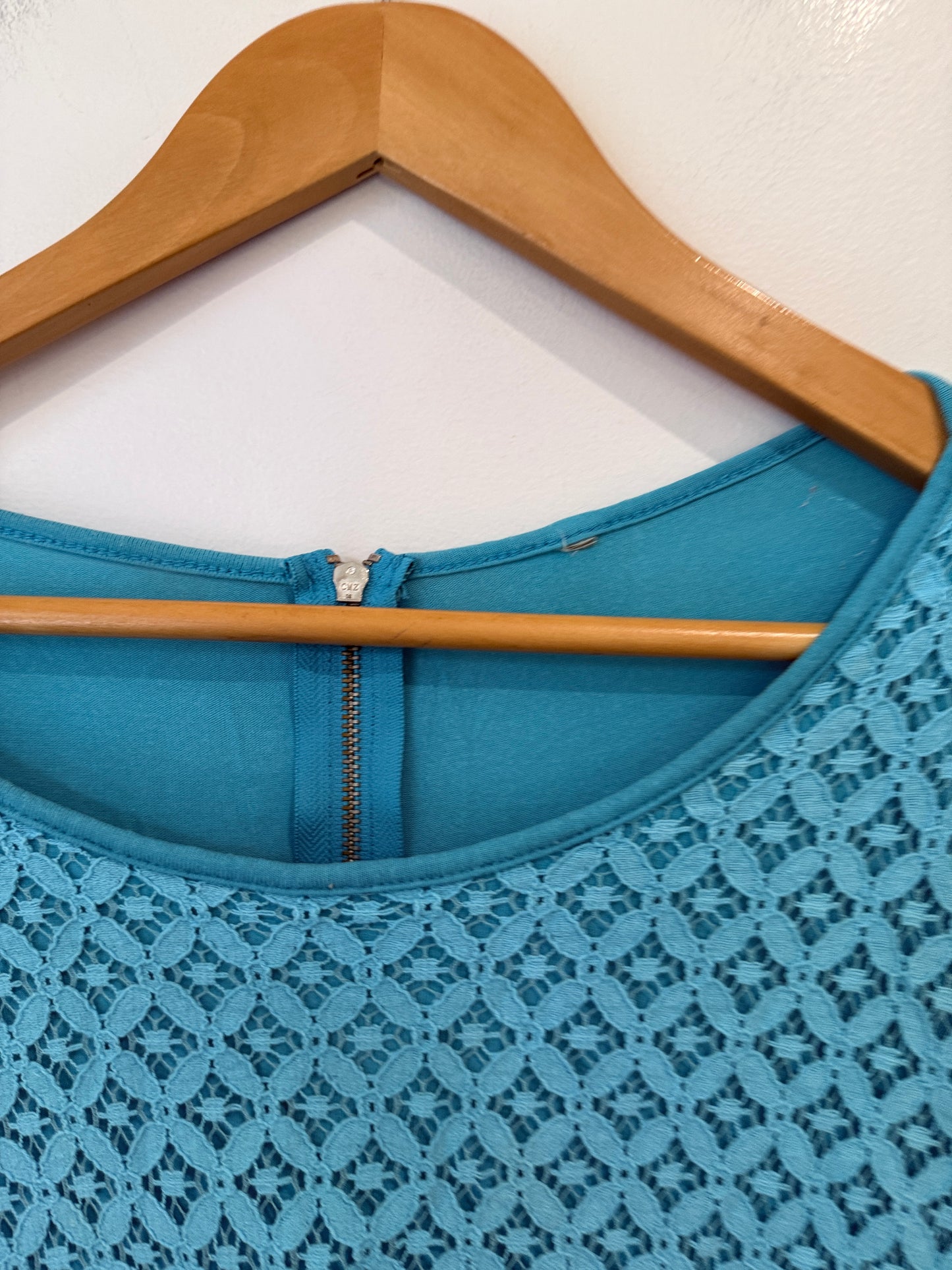 Unbranded Turquoise Crochet Overlay Top