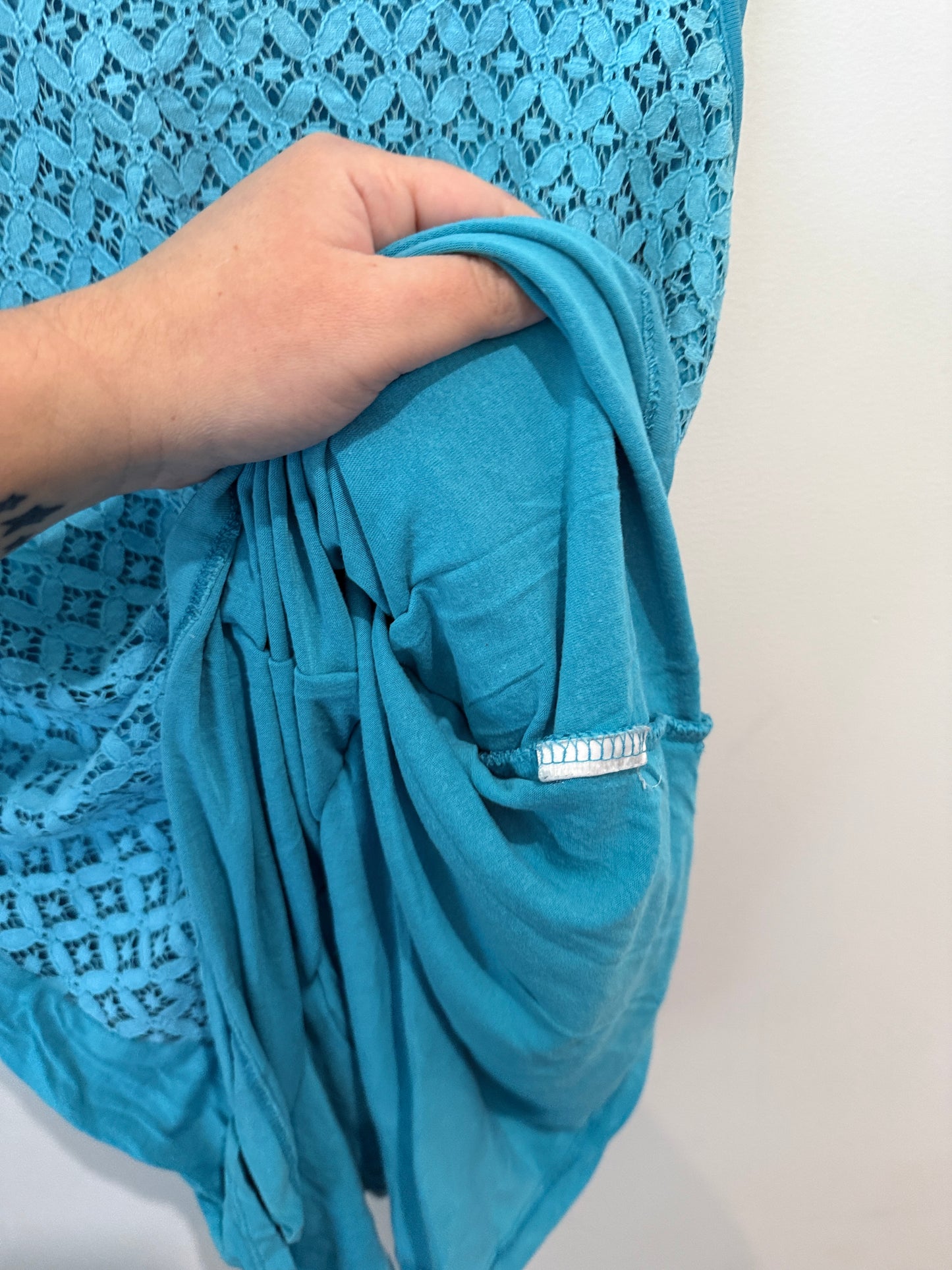 Unbranded Turquoise Crochet Overlay Top