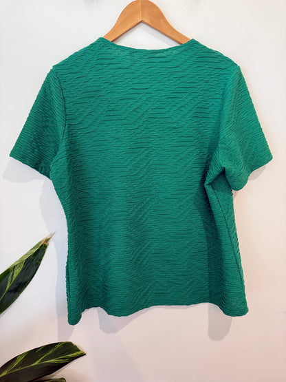 Unbranded Green Textured Crepe Top - Size 16
