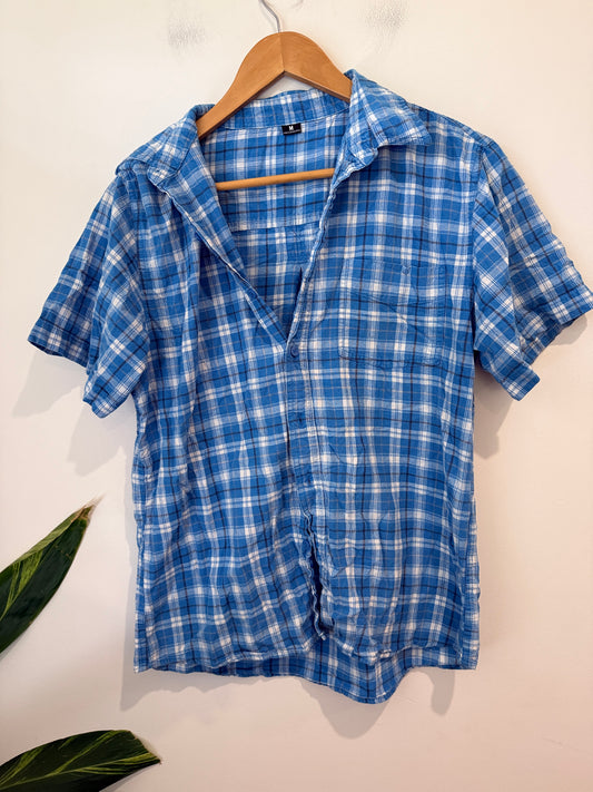 Unbranded Blue Plaid Button Shirt - Size M
