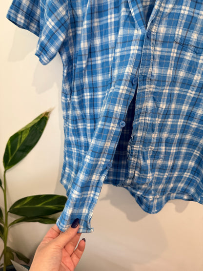Unbranded Blue Plaid Button Shirt - Size M