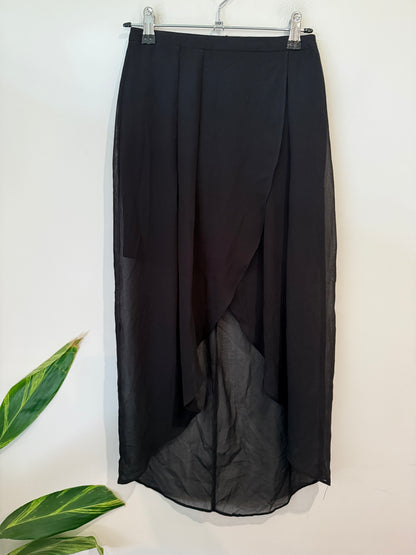 Unbranded Black Sheer Wrap Front High-Low Maxi Skirt