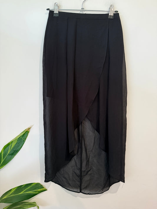 Unbranded Black Sheer Wrap Front High-Low Maxi Skirt