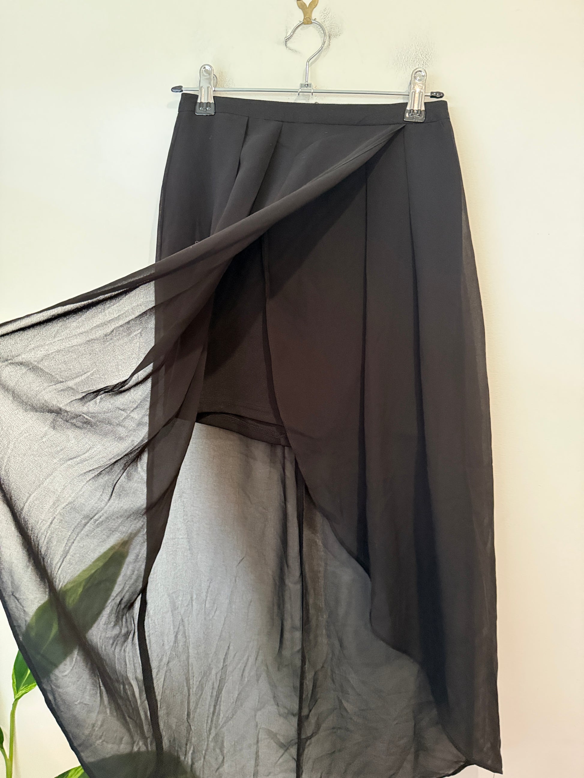 Unbranded Black Sheer Wrap Front High-Low Maxi Skirt