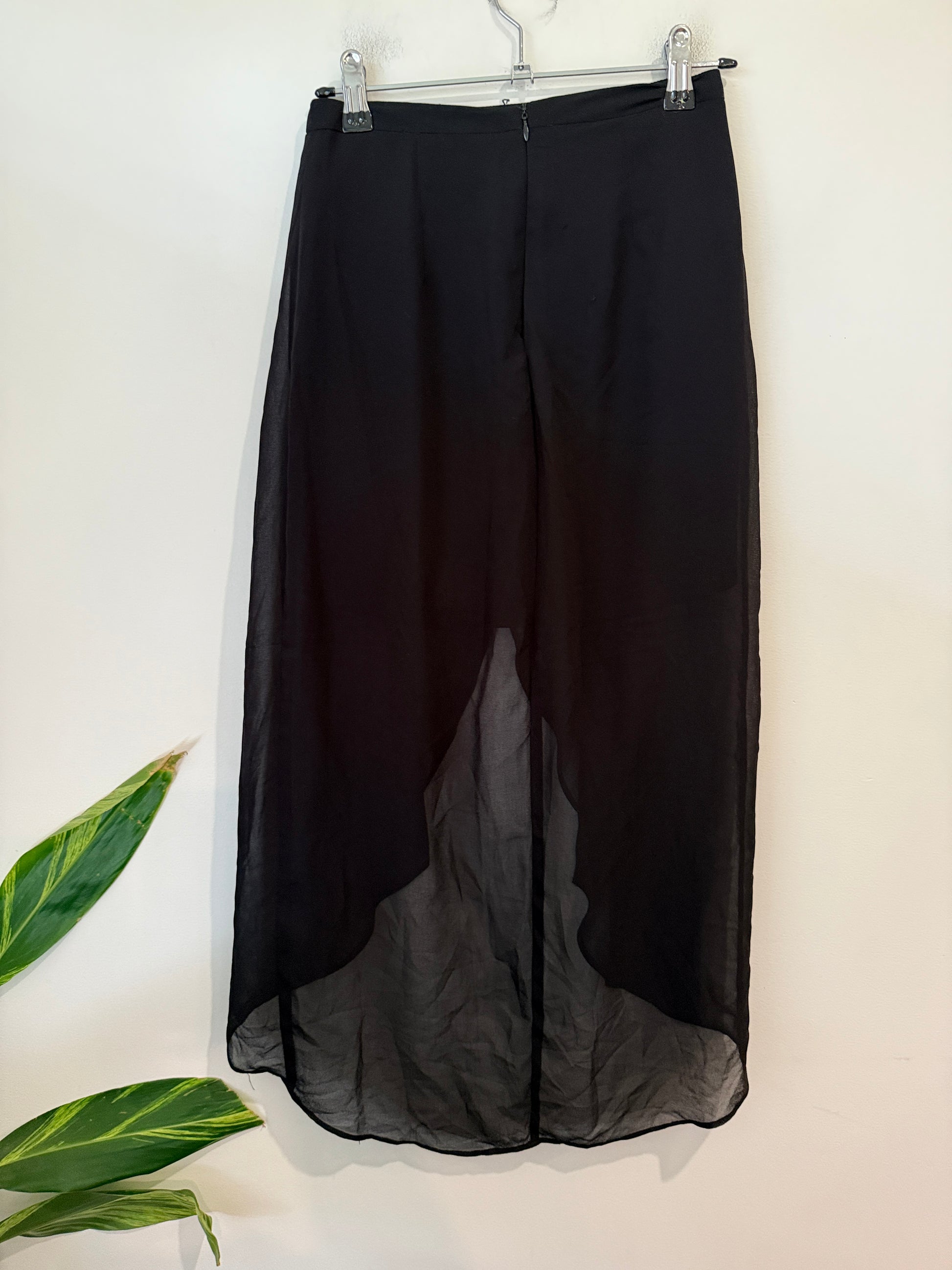 Unbranded Black Sheer Wrap Front High-Low Maxi Skirt